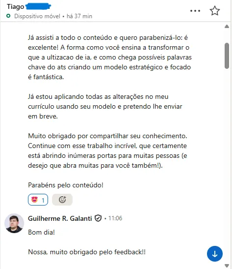 Relato de sucesso 1